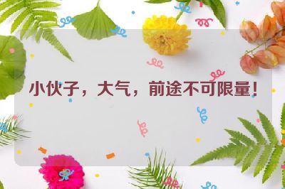 小伙子，大气，前途不可限量！