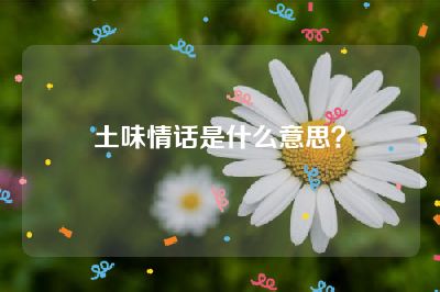 土味情话是什么意思？