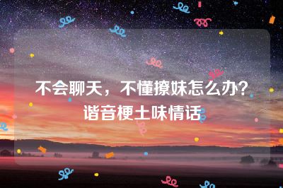 不会聊天，不懂撩妹怎么办？谐音梗土味情话