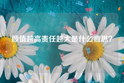 颜值越高责任越大是什么意思？
